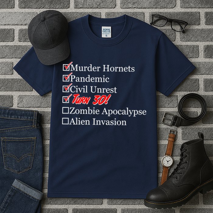 Funny Birthday In Quarantine Checklist 30th Birthday Tall T-Shirt