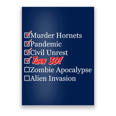 Funny Birthday In Quarantine Checklist 30th Birthday Poster