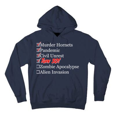 Funny Birthday In Quarantine Checklist 30th Birthday Tall Hoodie