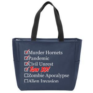 Funny Birthday In Quarantine Checklist 30th Birthday Zip Tote Bag