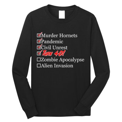 Funny Birthday in Quarantine Checklist 40th Birthday Long Sleeve Shirt