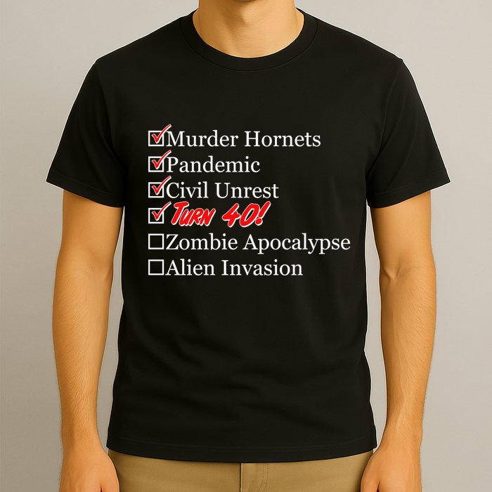 Funny Birthday in Quarantine Checklist 40th Birthday T-Shirt