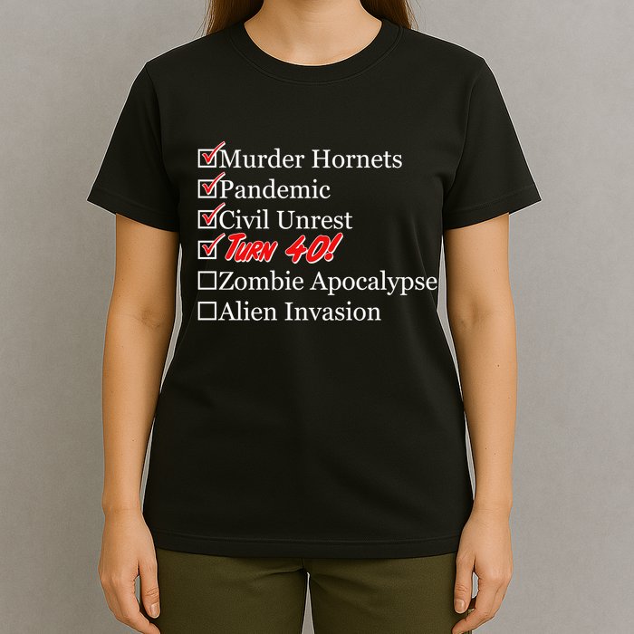 Funny Birthday in Quarantine Checklist 40th Birthday T-Shirt