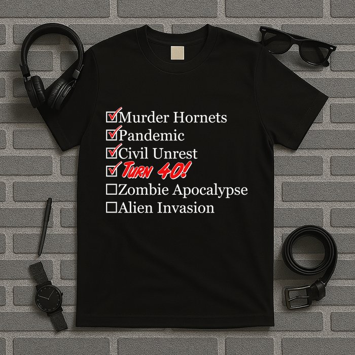 Funny Birthday in Quarantine Checklist 40th Birthday T-Shirt