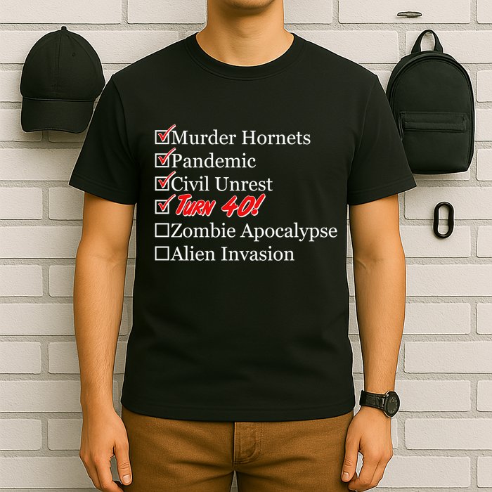 Funny Birthday in Quarantine Checklist 40th Birthday T-Shirt