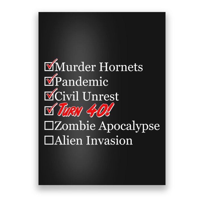 Funny Birthday in Quarantine Checklist 40th Birthday Poster