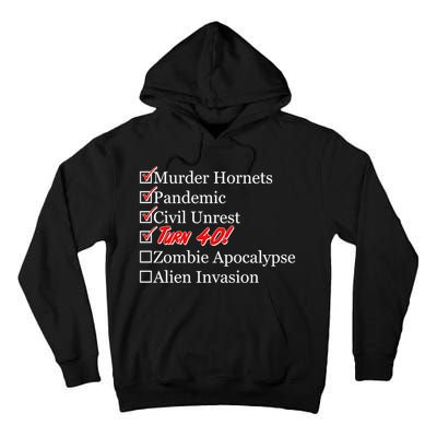 Funny Birthday in Quarantine Checklist 40th Birthday Tall Hoodie