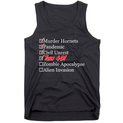 Funny Birthday in Quarantine Checklist 40th Birthday Tank Top