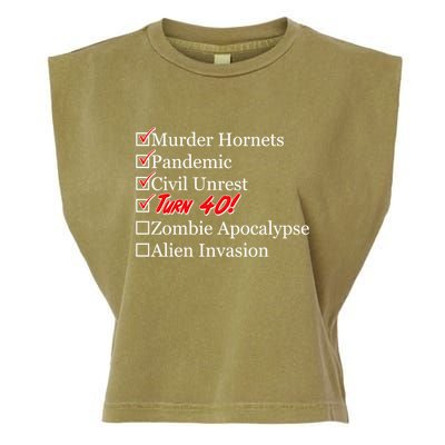 Funny Birthday in Quarantine Checklist 40th Birthday Garment-Dyed Women's Muscle Tee