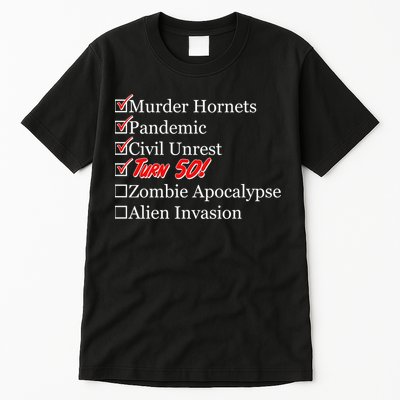 Funny Birthday In Quarantine Checklist 50th Birthday Tall T-Shirt