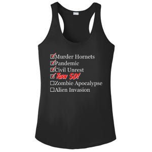 Funny Birthday In Quarantine Checklist 50th Birthday Ladies PosiCharge Competitor Racerback Tank