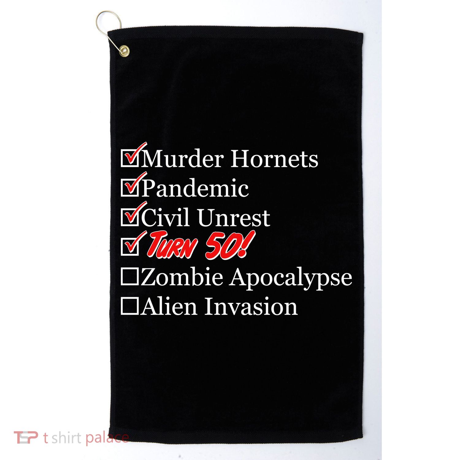 Funny Birthday In Quarantine Checklist 50th Birthday Golf Towel