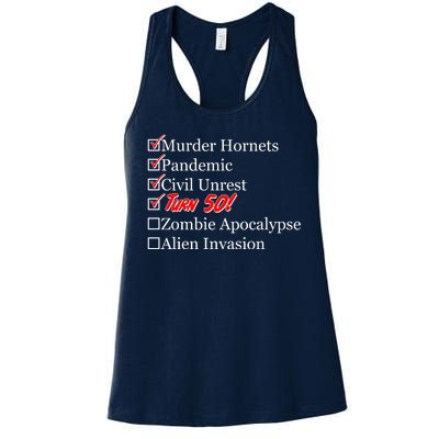 Funny Birthday In Quarantine Checklist 50th Birthday Women's Racerback Tank