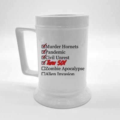 Funny Birthday In Quarantine Checklist 50th Birthday Beer Stein