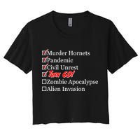 Funny Birthday In Quarantine Checklist 60th Birthday Women's Crop Top Tee