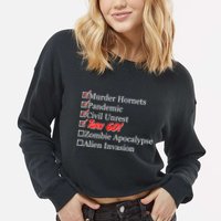Funny Birthday In Quarantine Checklist 60th Birthday Cropped Pullover Crew