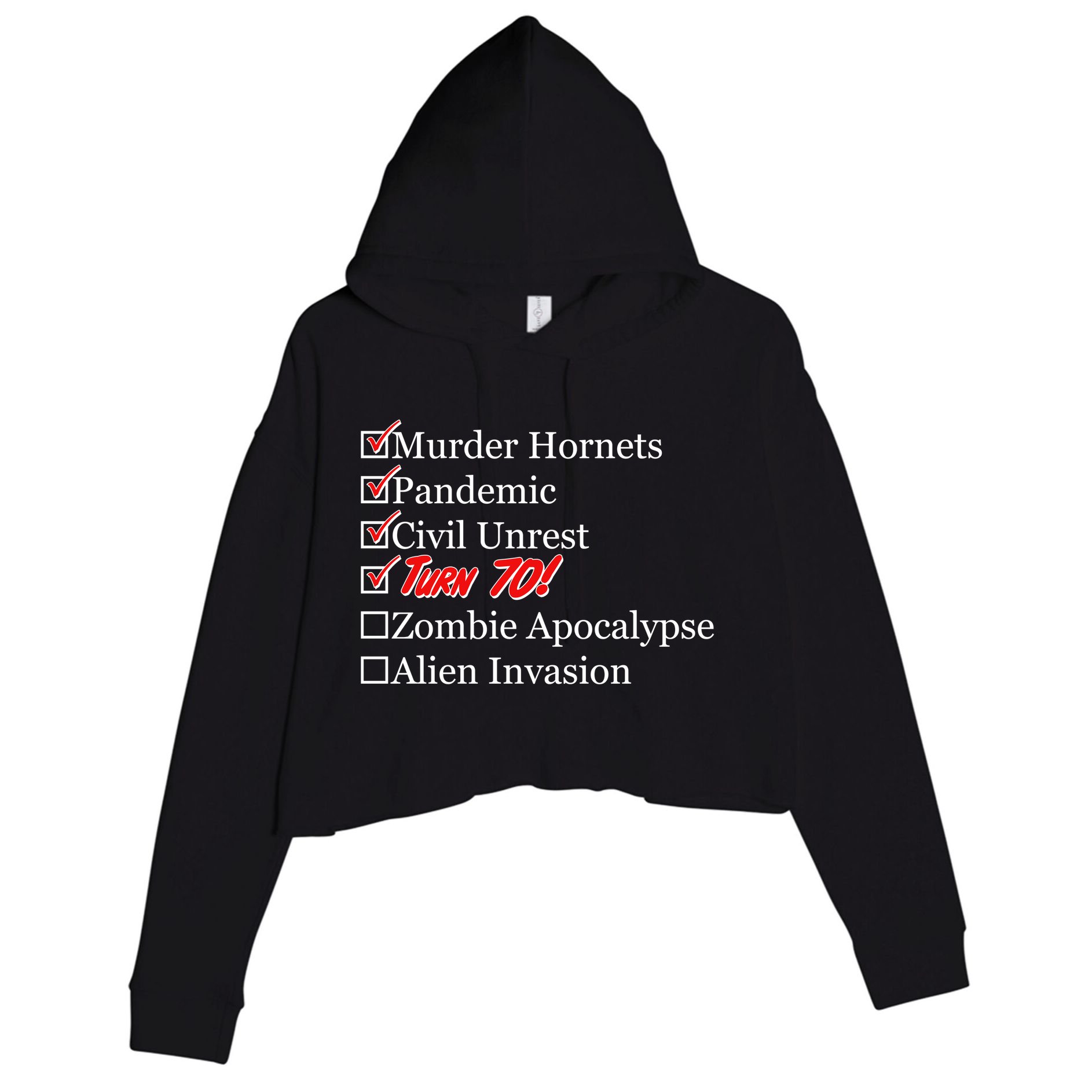 Funny Birthday In Quarantine Checklist 70th Birthday Crop Fleece Hoodie