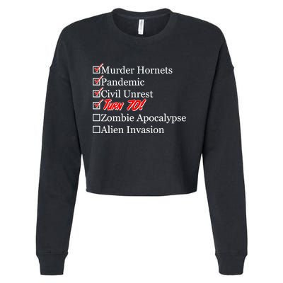 Funny Birthday In Quarantine Checklist 70th Birthday Cropped Pullover Crew