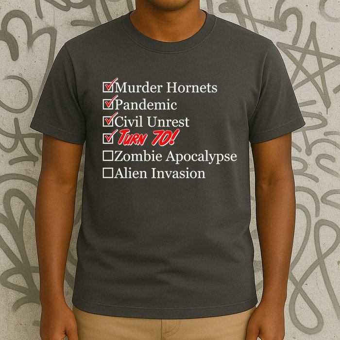 Funny Birthday In Quarantine Checklist 70th Birthday T-Shirt