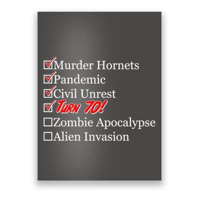 Funny Birthday In Quarantine Checklist 70th Birthday Poster