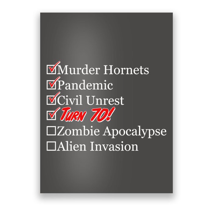 Funny Birthday In Quarantine Checklist 70th Birthday Poster