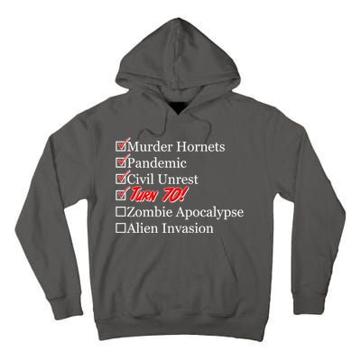 Funny Birthday In Quarantine Checklist 70th Birthday Tall Hoodie