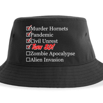 Funny Birthday In Quarantine Checklist 80th Birthday Sustainable Bucket Hat