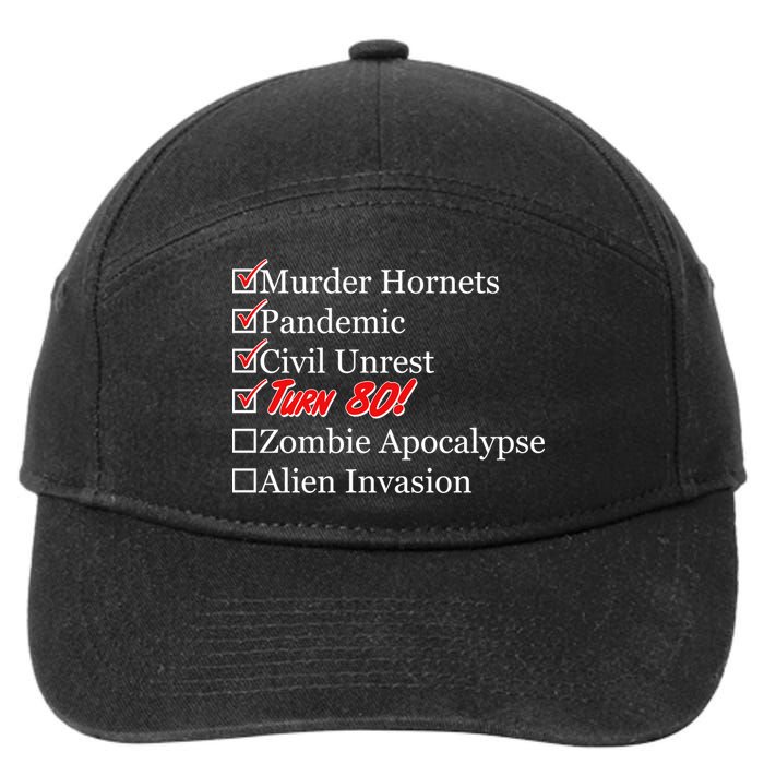 Funny Birthday In Quarantine Checklist 80th Birthday 7-Panel Snapback Hat