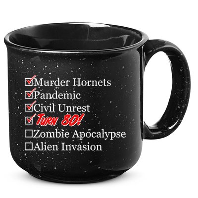 Funny Birthday In Quarantine Checklist 80th Birthday 15oz Campfire Ceramic Mug