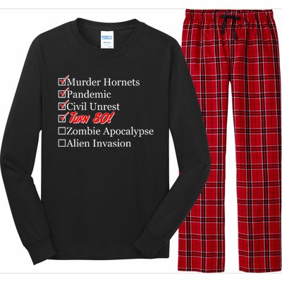 Funny Birthday In Quarantine Checklist 80th Birthday Long Sleeve Pajama Set