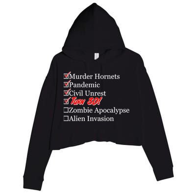 Funny Birthday In Quarantine Checklist 80th Birthday Crop Fleece Hoodie