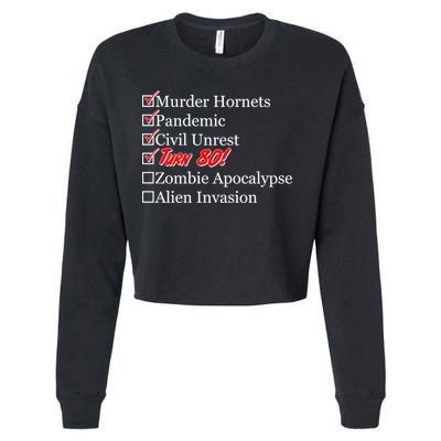 Funny Birthday In Quarantine Checklist 80th Birthday Cropped Pullover Crew