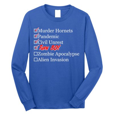 Funny Birthday In Quarantine Checklist 80th Birthday Long Sleeve Shirt