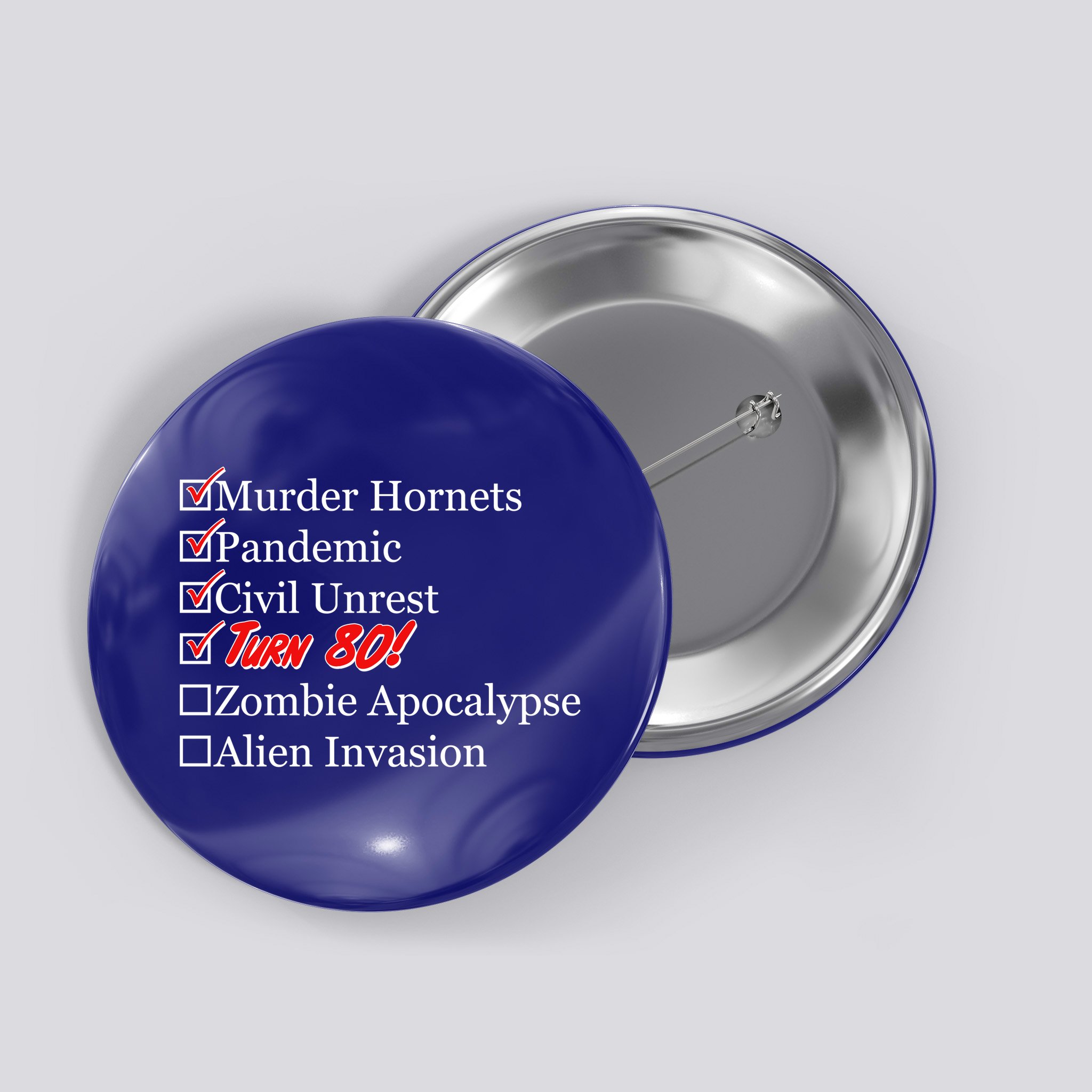 Funny Birthday In Quarantine Checklist 80th Birthday Button
