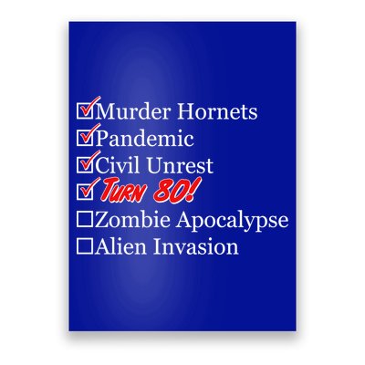 Funny Birthday In Quarantine Checklist 80th Birthday Poster