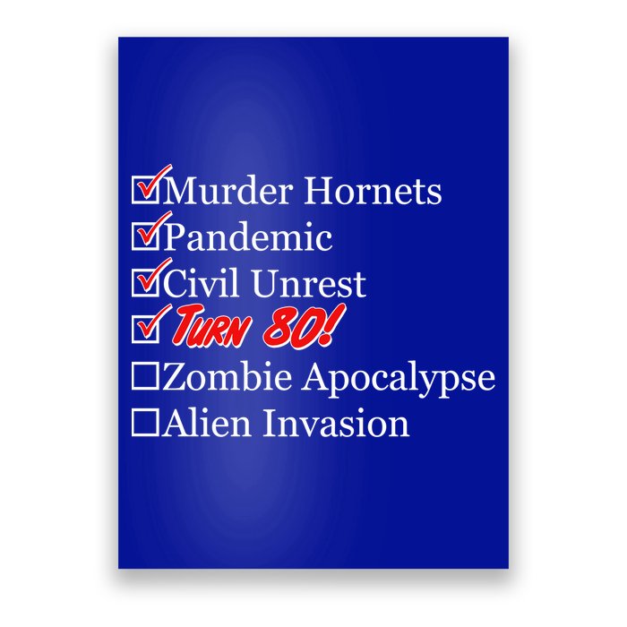 Funny Birthday In Quarantine Checklist 80th Birthday Poster