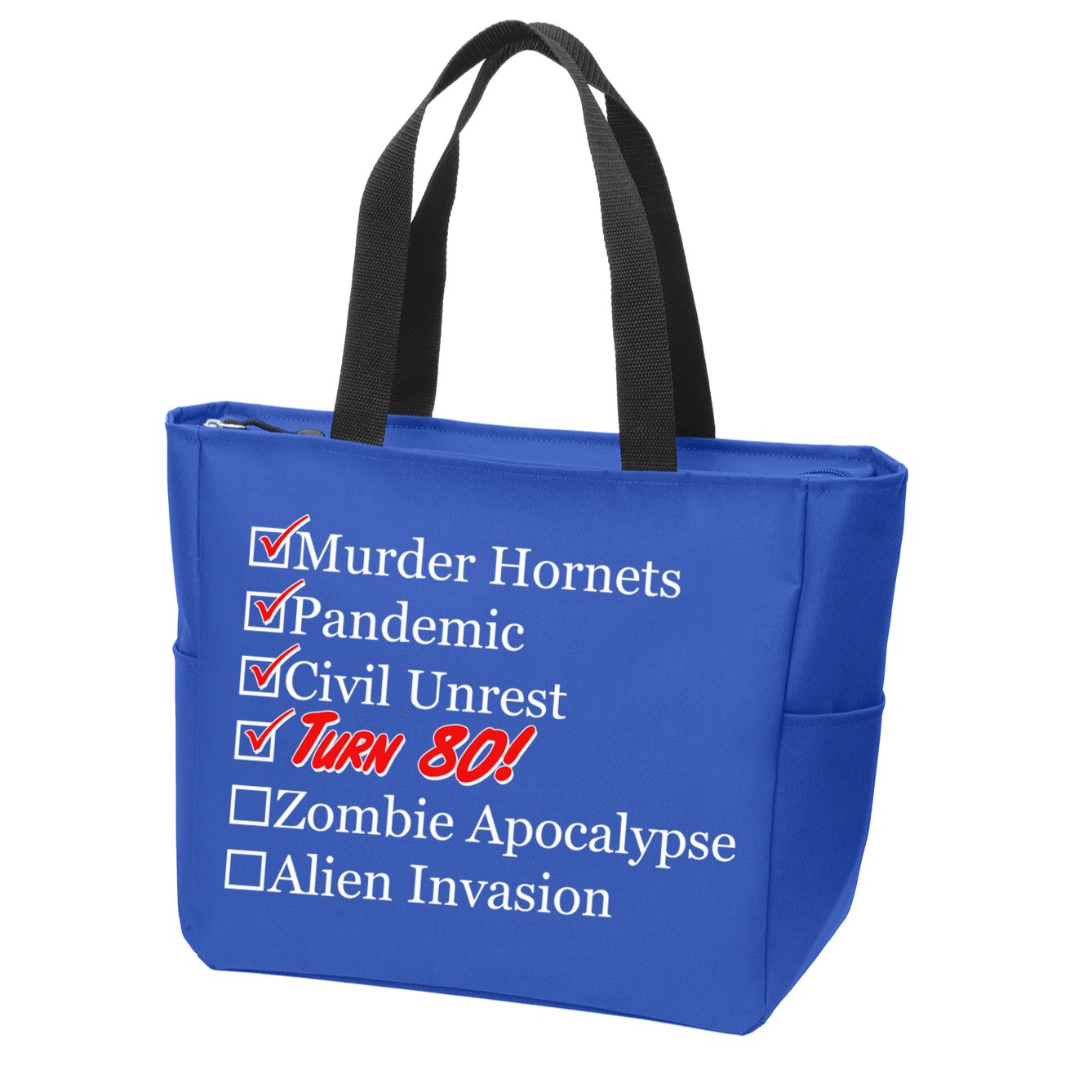 Funny Birthday In Quarantine Checklist 80th Birthday Zip Tote Bag