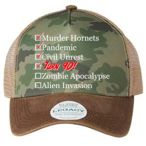 Funny Birthday In Quarantine Checklist 90th Birthday Legacy Tie Dye Trucker Hat