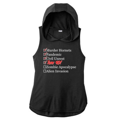 Funny Birthday In Quarantine Checklist 90th Birthday Ladies PosiCharge Tri-Blend Wicking Draft Hoodie Tank