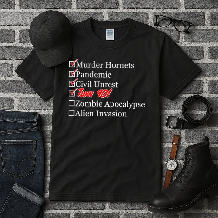 Funny Birthday In Quarantine Checklist 90th Birthday Tall T-Shirt