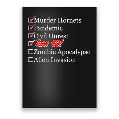 Funny Birthday In Quarantine Checklist 90th Birthday Poster