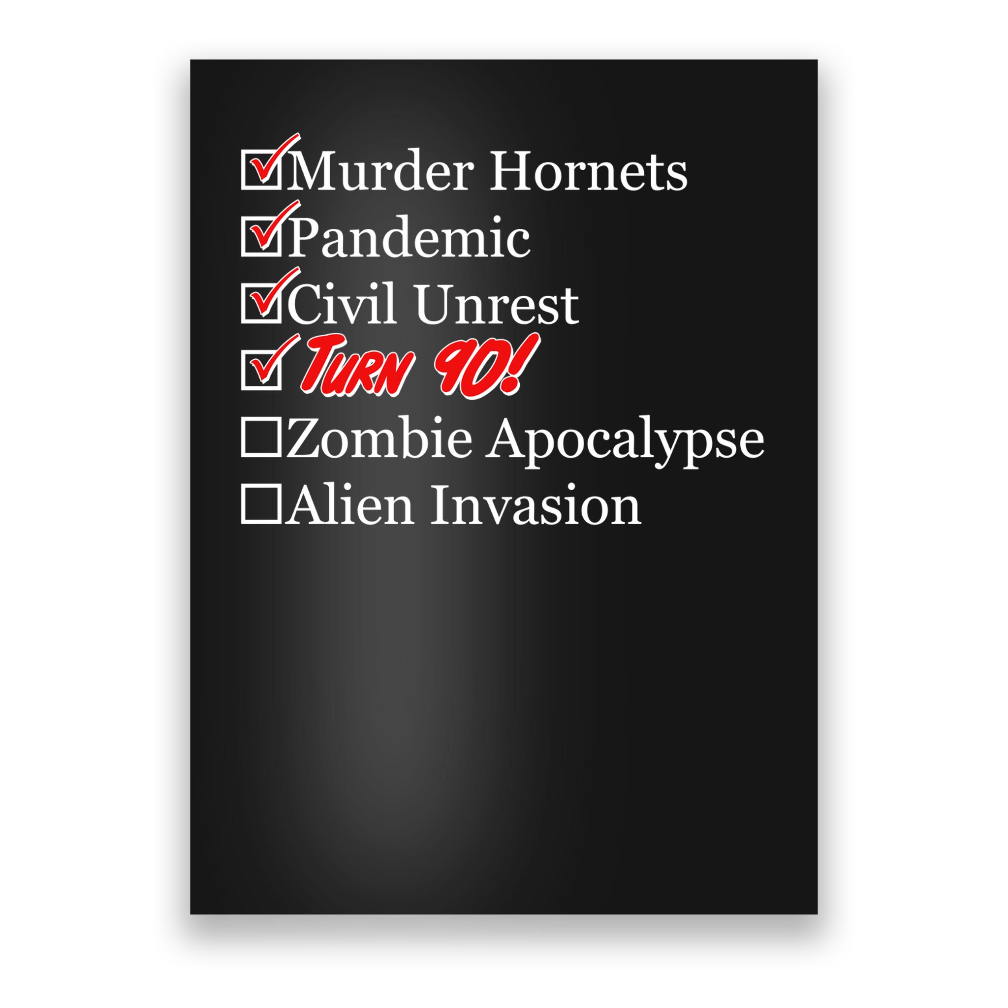 Funny Birthday In Quarantine Checklist 90th Birthday Poster