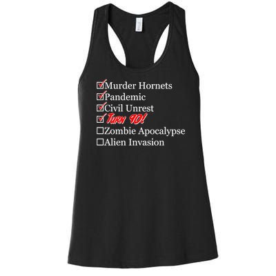 Funny Birthday In Quarantine Checklist 90th Birthday Women's Racerback Tank