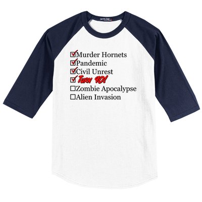 Funny Birthday In Quarantine Checklist 90th Birthday Baseball Sleeve Shirt