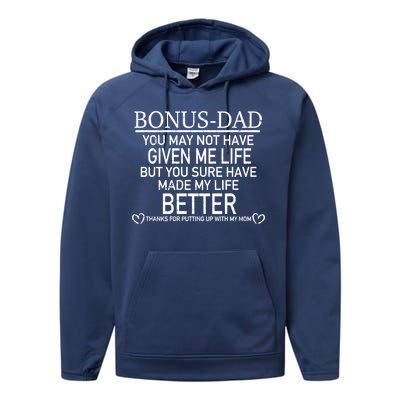 Funny Bonus-Dad Performance Fleece Hoodie