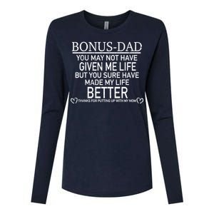 Funny Bonus-Dad Womens Cotton Relaxed Long Sleeve T-Shirt