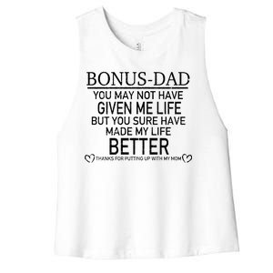 Funny Bonus-Dad Women's Racerback Cropped Tank