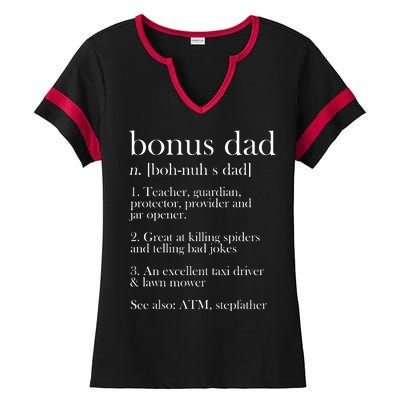 Funny Bonus Dad Definition Ladies Halftime Notch Neck Tee