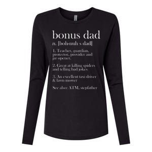 Funny Bonus Dad Definition Womens Cotton Relaxed Long Sleeve T-Shirt