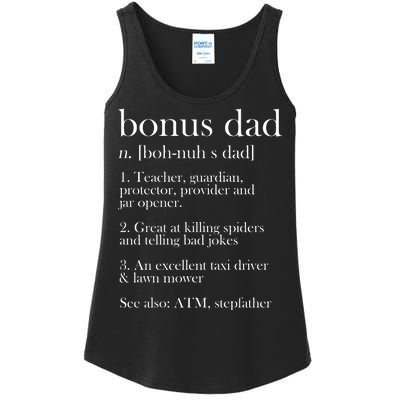 Funny Bonus Dad Definition Ladies Essential Tank